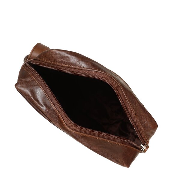 Leather Crossbody Sling Bag in Brown Crunch–Unisex Messenger Shoulder Bag - Picture 6 of 11